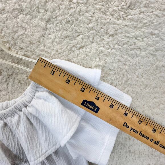 Loft Ruffle Crop Top White Size XS Short Sleeve Blouse Stretch Summer Casual - Picture 3 of 11